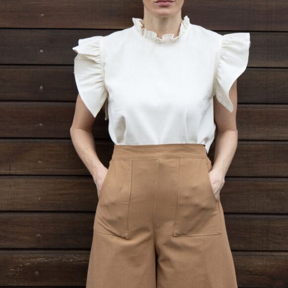 Brown Linen Side Split Trousers - Bohemian Style Pants One Size - Picture 2 of 9